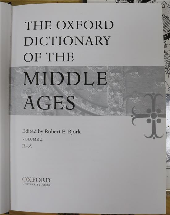 Bjork, Robert E. - The Oxford Dictionary of the Middle Ages, 4 vols, quarto, quarter navy leather, Oxford 2010